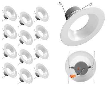 DLR56609120SWH-12PK 5/6", White 900 Lumen Recessed LED Downlight, 12 Pack