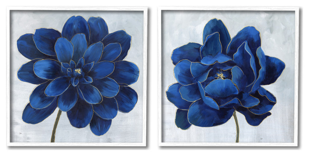 Bold Royal Blue Florals Blooming Chic Petal Flower,12 x 12