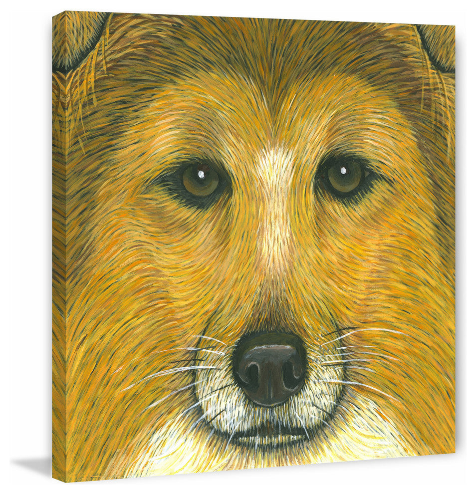 "Border Collie" Painting Print on Wrapped Canvas, 40"x40"