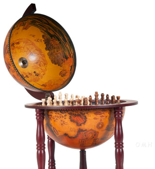 Red Globe 13" With Chess Holder Globe Wine Stand Bar Cabinet