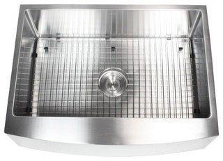 30" Curved Front Apron Stainless Steel Kitchen Single Bowl Sink Package