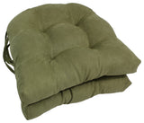 16" Solid Microsuede U-shaped Tufted Chair Cushions, Set of 2, Sage Green