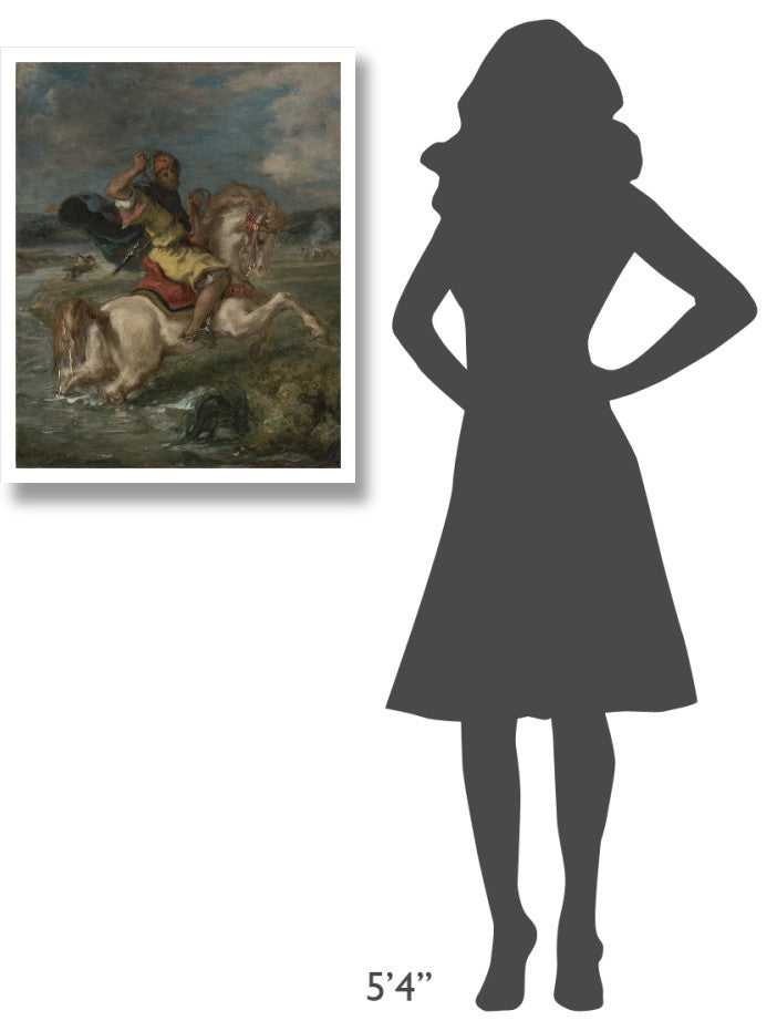 "Moroccan Horseman Crossing a Ford" Paper Print by Eugene Delacroix, 24"x30"