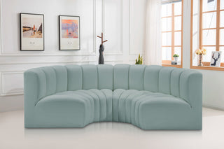 Arc Vegan Leather Upholstered 4-Pc. Inward Curved Modular Sectional, Green