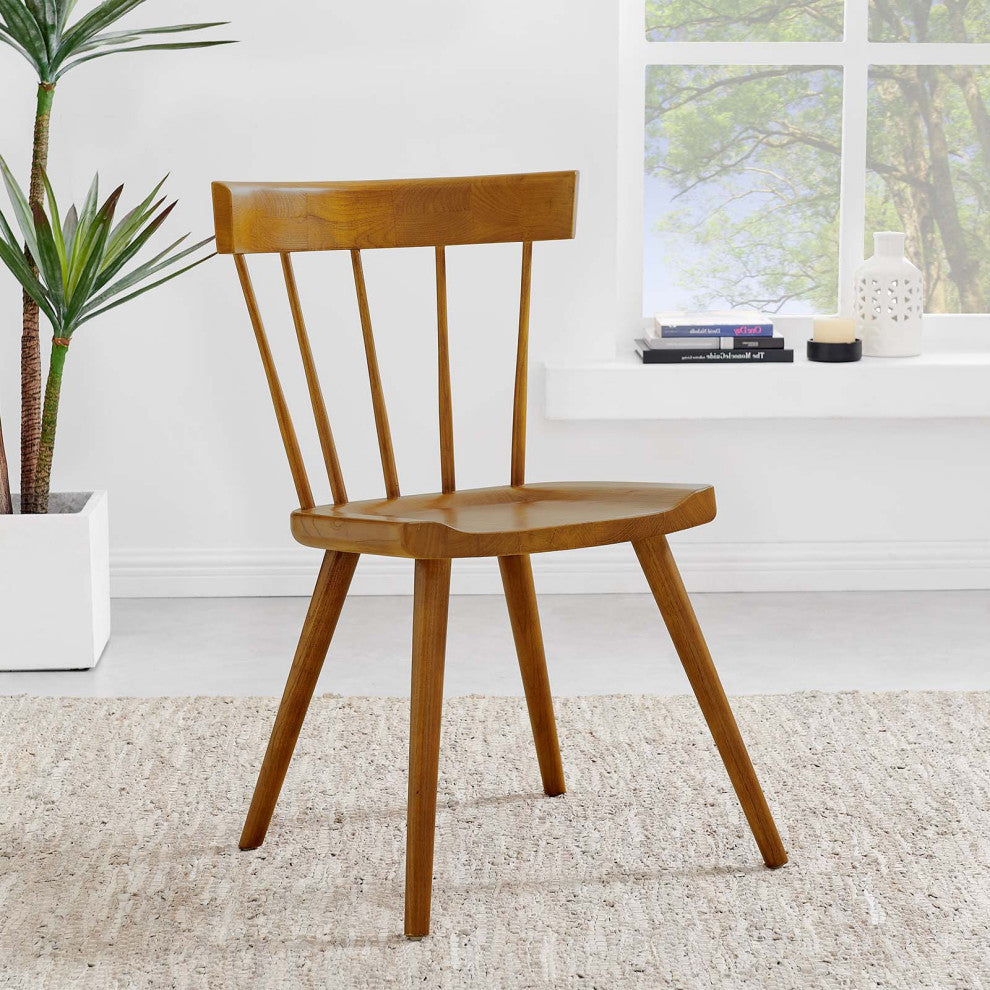Side Dining Chair, Set of 2, Walnut, Wood, Modern, Cafe Bistro Hospitality