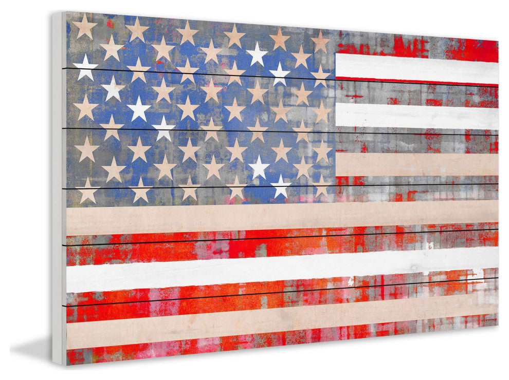"American Dream" Painting Print on White Wood, 45"x30"