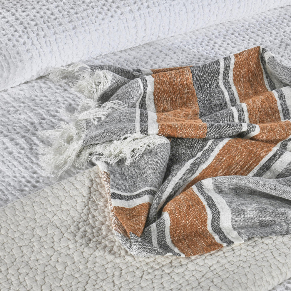Lima 100% Belgian Linen 50"x70" Throw Blanket Blanket, Multicolor