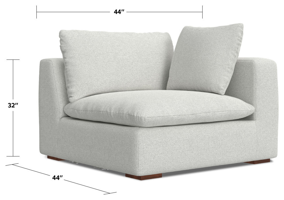 Jasmine Left-Arm Sofa Module in Performance Fabric, Cloud Gray