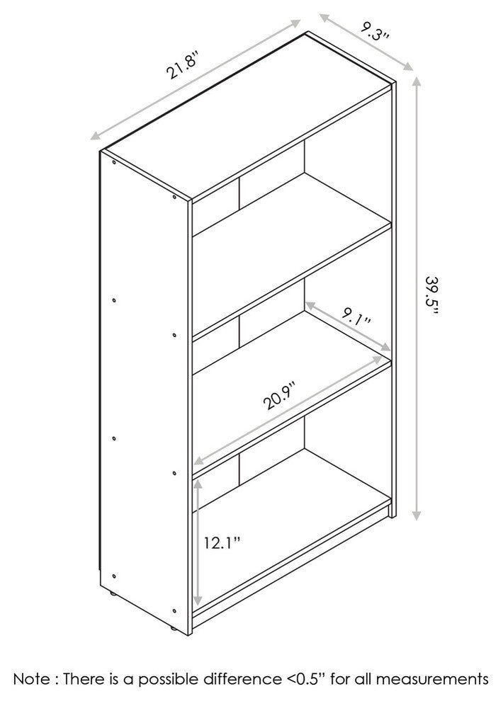Furinno Basic 3-Tier Bookcase Storage Shelves, Pink, 99736PI