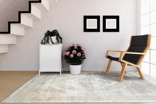 Leda Modern Area Rug, Gray/Red, 3'11"X5'7"