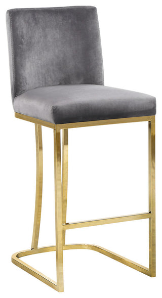 Heidi Upholstered Counter Stool, Gray, Gold, Velvet