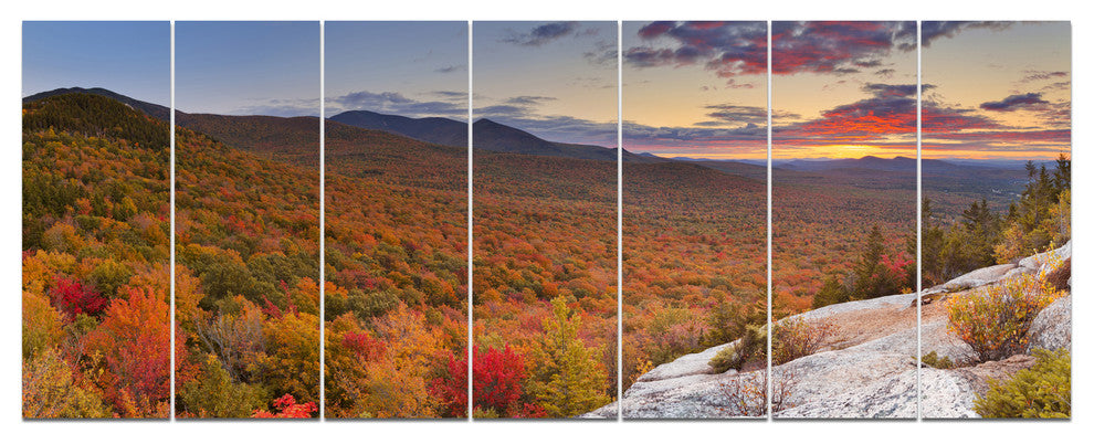 Endless Forests in Fall Panorama, Landscape Canvas Art Print, 83"x32", 7 Panels