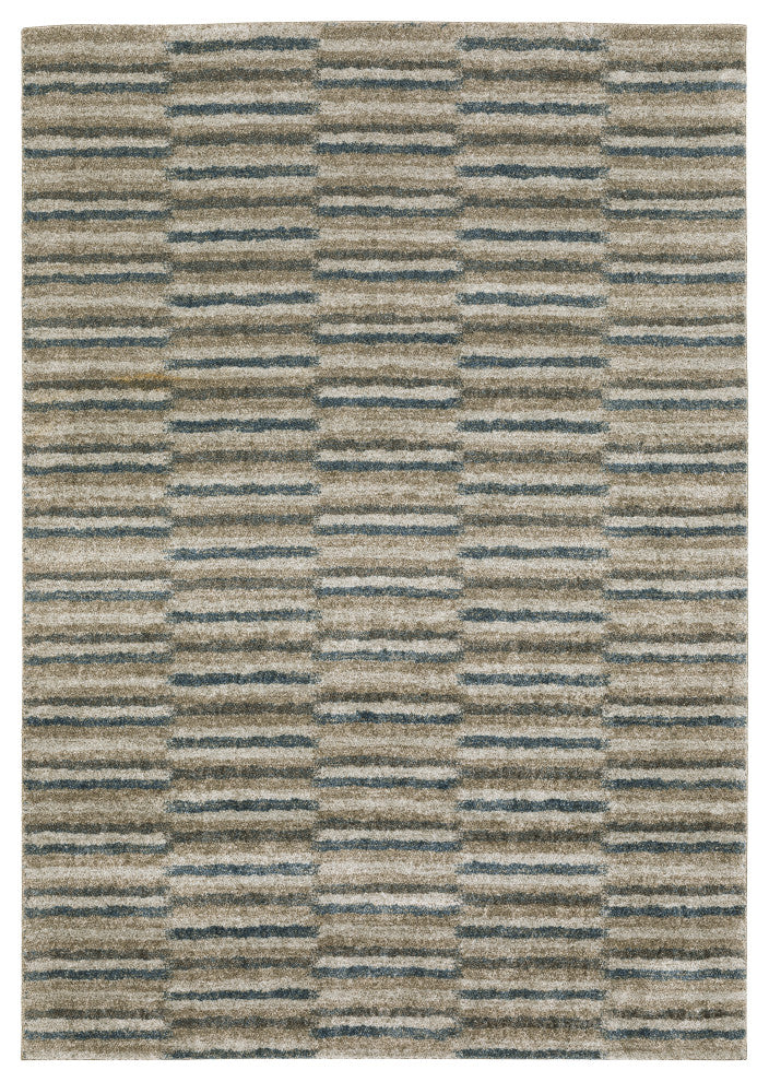 Alistair Multi Striped Teal/ Grey Indoor Area Rug, 6'7"x9'6"