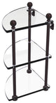 Mambo 3 Tier Corner Glass Shelf, Antique Bronze