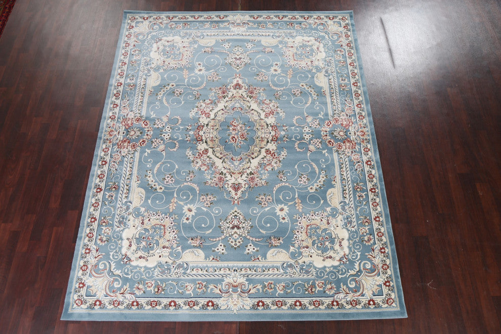 Light Blue Floral Medallion Transitional Turkish Rug Oriental Carpet 8x10
