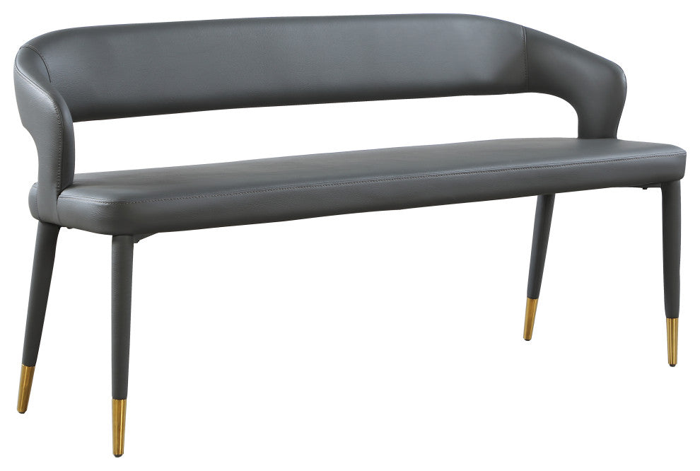 Destiny Upholstered Bench, Gray, Vegan Leather