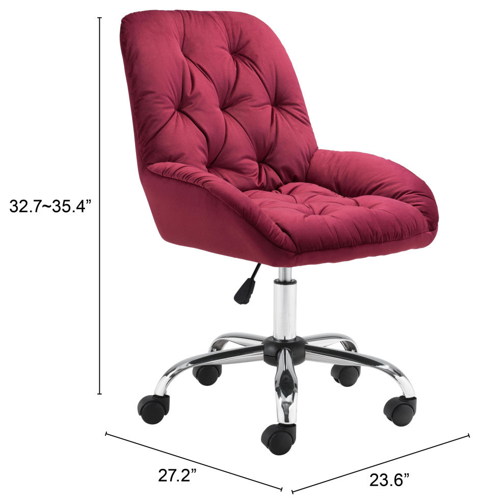Computer Work Chair, Steel Metal, Fabric, Red, Chrome, Home Business Office