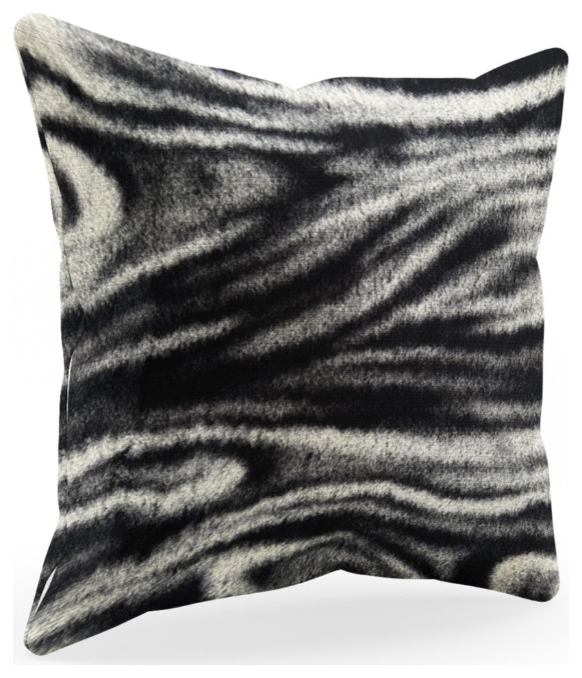 Plutus Black White Galaxy Faux Fur Luxury Throw Pillow, Black White, 20" x 20"