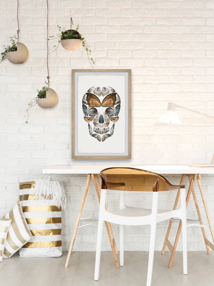 "Butterfly Skull" Framed Painting Print, 16x24