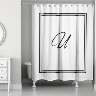 Classic White Monogrammed Shower Curtain, U