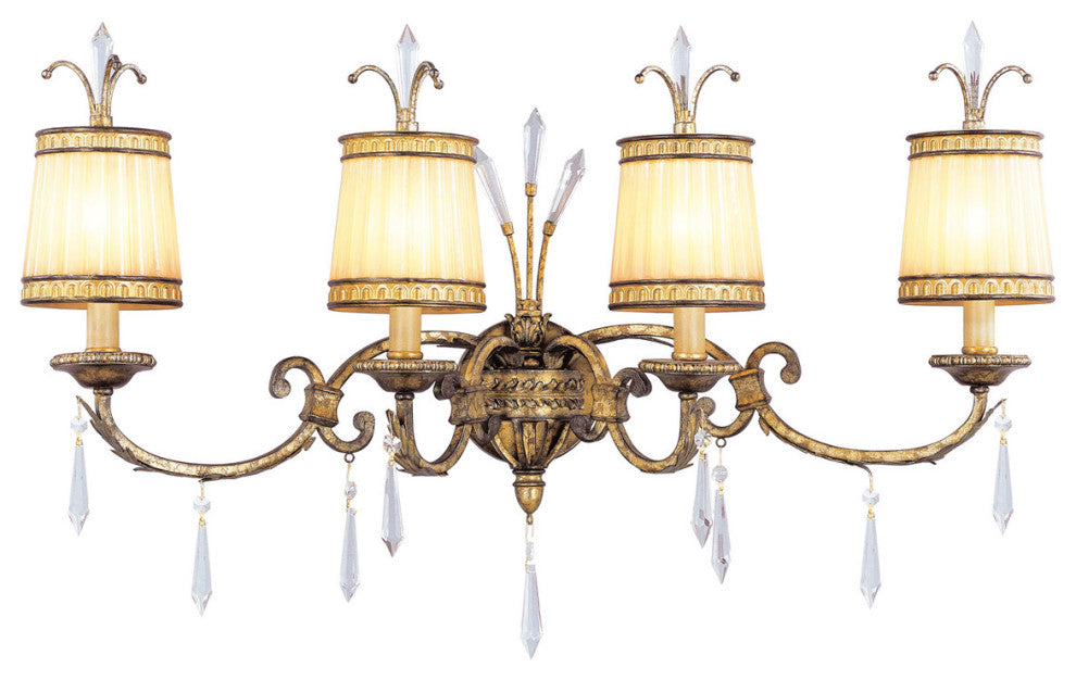 Livex 8814-65 4-Light Vintage Gold Leaf Bath, Hand Painted Vintage Gold Leaf