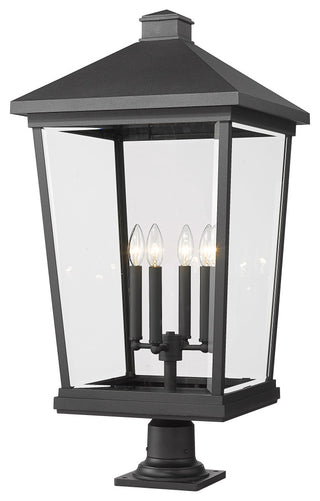Z-Lite 4 Light Outdoor Pier Mounted Fixture, Black, 568PHXXLR-533PM-BK