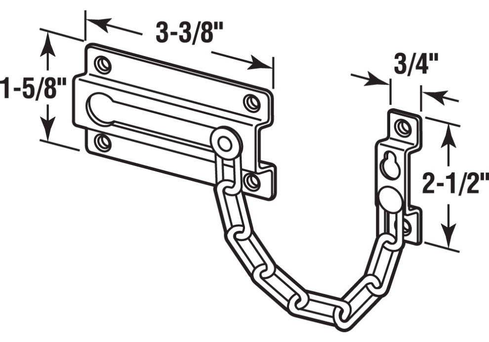 Chain Door Guard, Diecast, White Finish