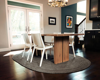 Kerala Jute Area Rug, Gray, 6'x9' Oval
