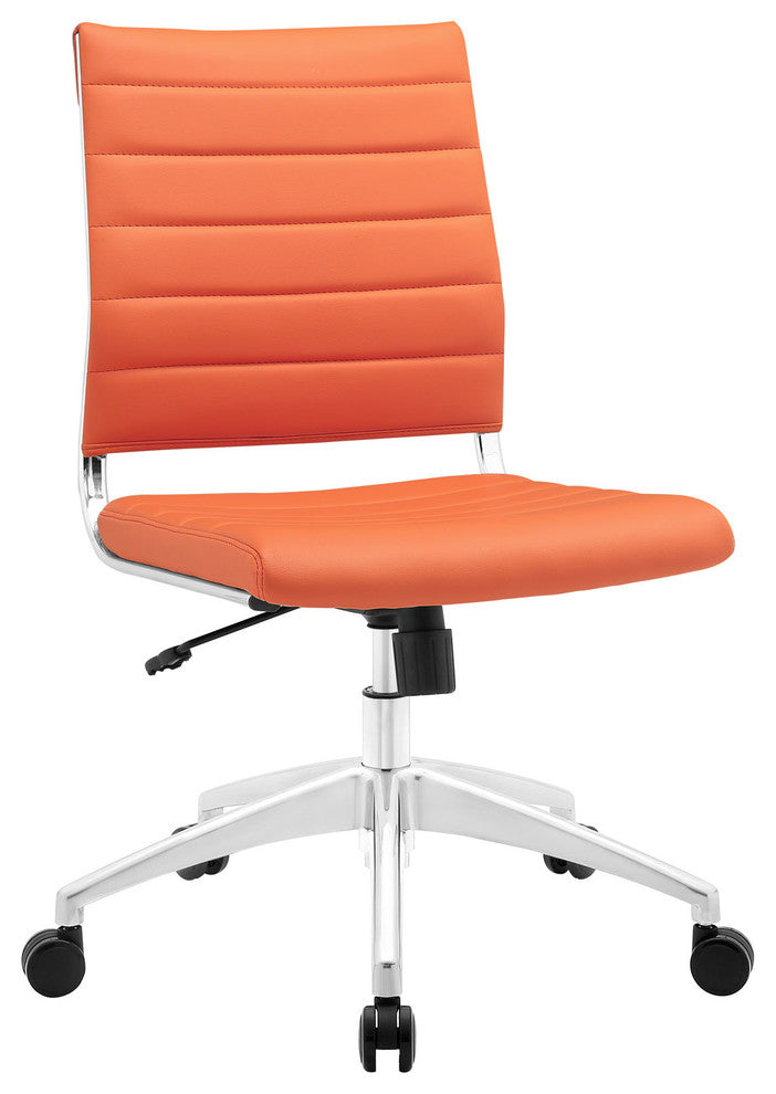 Modern Contemporary Office Chair, Orange Faux Leather