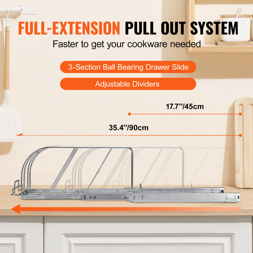 VEVOR Pan and Pot Rack Organizer Expandable Adjustable Lid Holder Under Cabinet
