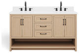 The Asher Bathroom Vanity, Gray, 60", Double Sink, Freestanding