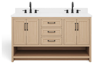 The Asher Bathroom Vanity, Gray, 60", Double Sink, Freestanding