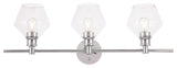 Gene 3 Light Wall Sconce in Chrome & Clear Glass