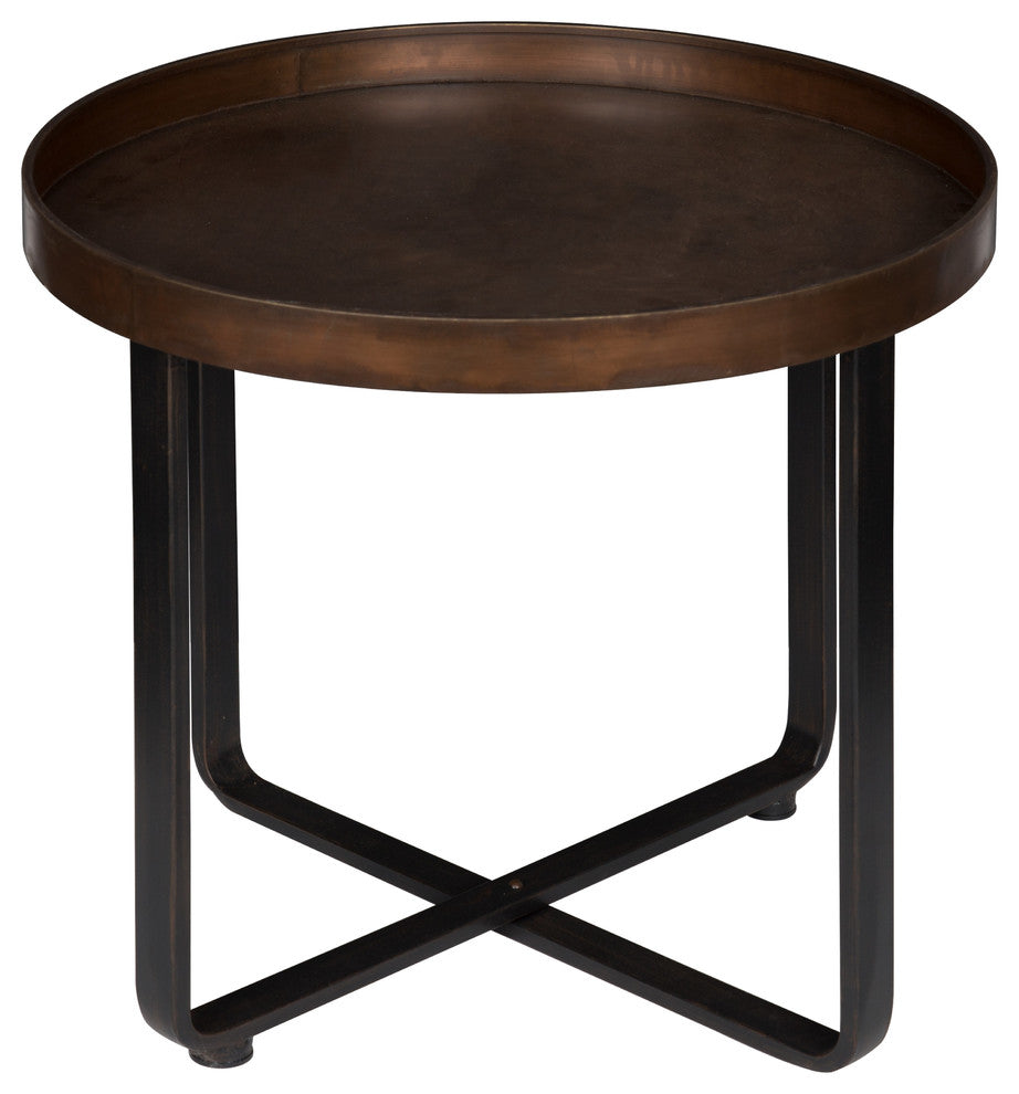 Kate and Laurel Zabel Round Metal End Table, Bronze and Black