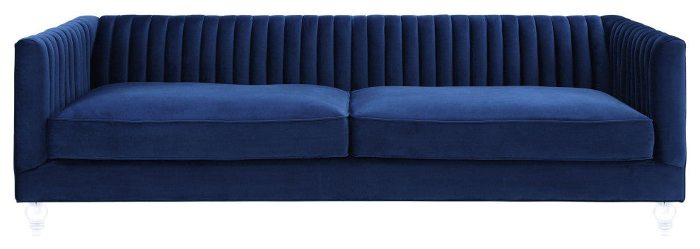 TOV Furniture Aviator Navy Velvet Sofa
