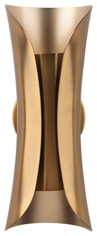 Elegant Folded Metal Brass Champagne Wall Sconce 14 in Sculpture Indirect Light