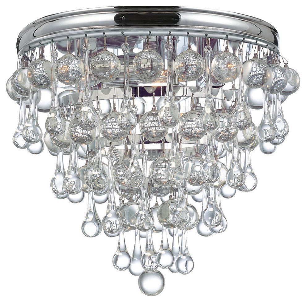 Calypso 3-Light Flush Mount, Polished Chrome and Glass Balls