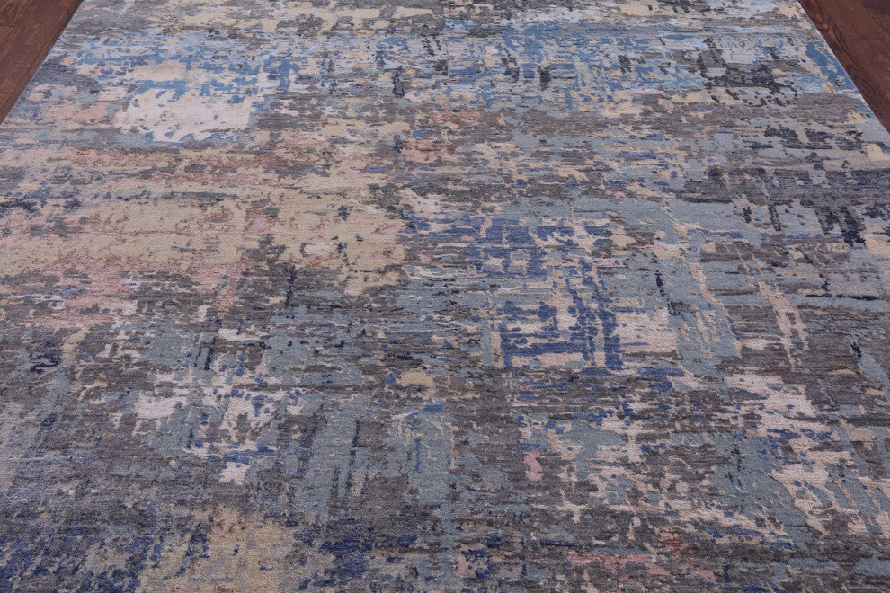 8' 0" X 10' 3" Abstract Handmade Wool & Silk Rug - Q15542