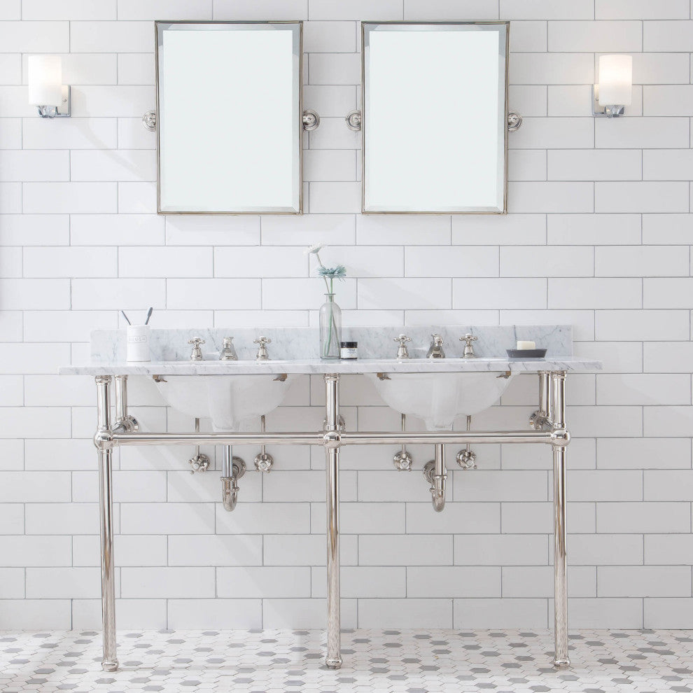 Embassy 60" Wide Double Wash Stand, P-Trap, Countertop With Basin