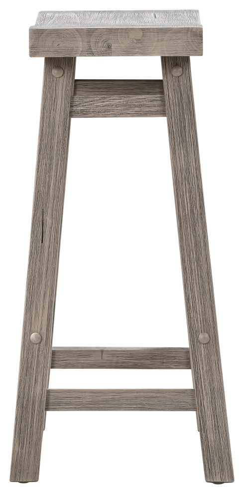 Sonoma Saddle Seat Counter Stool, Storm Gray Wire-Brush, Counter Height, Single