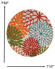 8' Round Green And Ivory Round Floral Indoor Outdoor Area Rug