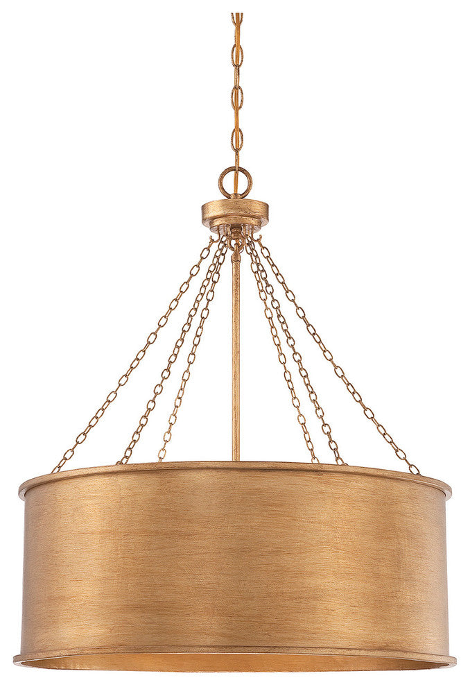 6 Light Pendant, Gold Patina