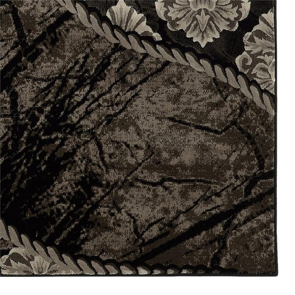 Linon Jewel Ybor Machine Made Polypropylene 5'x7'6" Rug in Brown