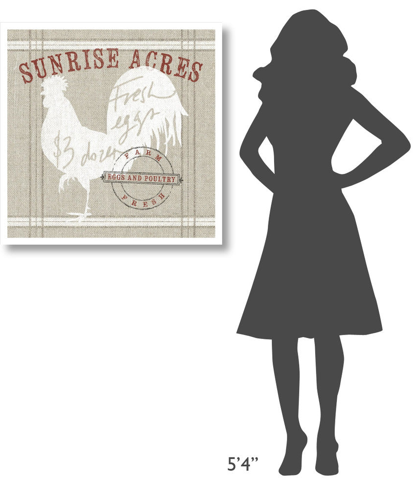 "Farm Linen Rooster" Digital Paper Print by Sue Schlabach, 32"x32"