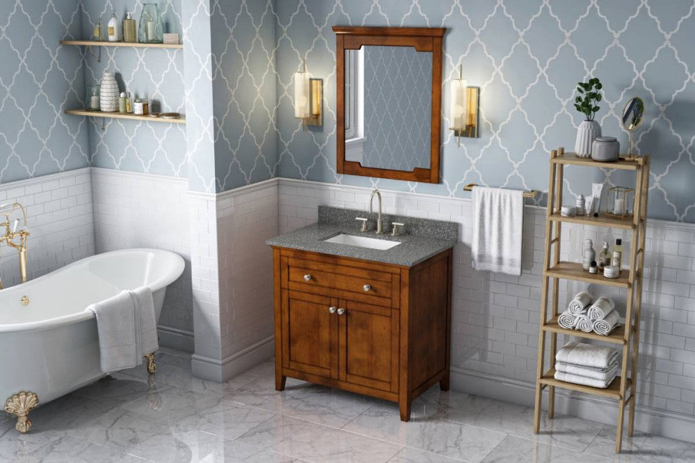 Chatham Traditional 36" Chocolate Single Sink Vanity, Boulder Cultured Marble Va