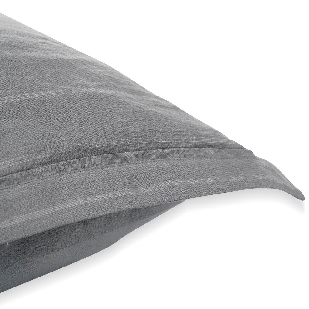 Kingston 100% Linen King Sham, Ivory, Blue