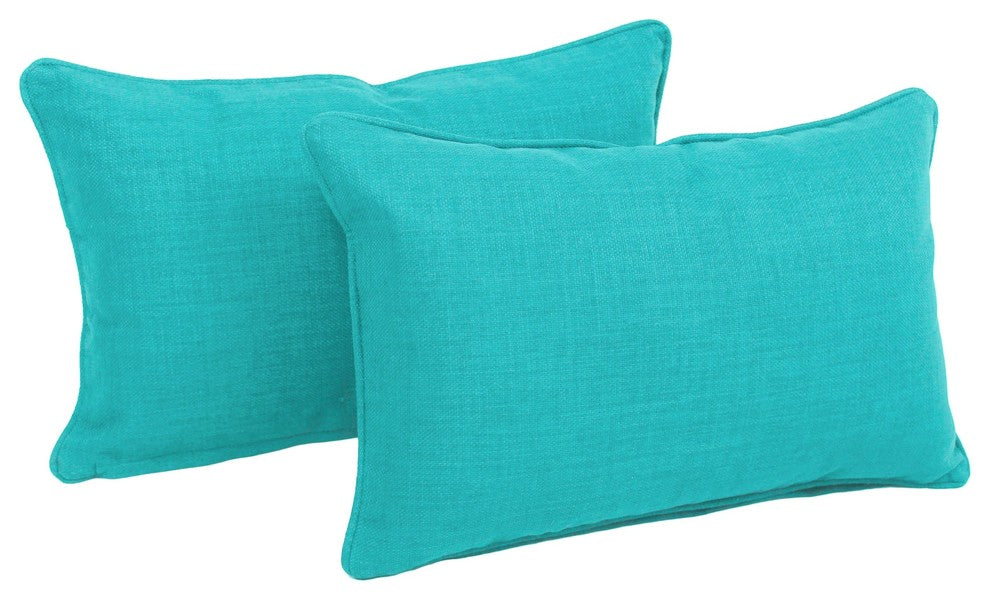 20"x12" Outdoor Spun Polyester Back Support Pillows, Set of 2, Aqua Blue