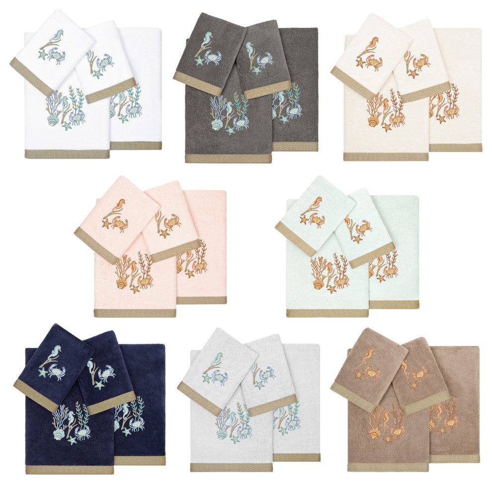 Linum Home Textiles 100% Turkish Cotton AARON 4PC Embellished Towel Set