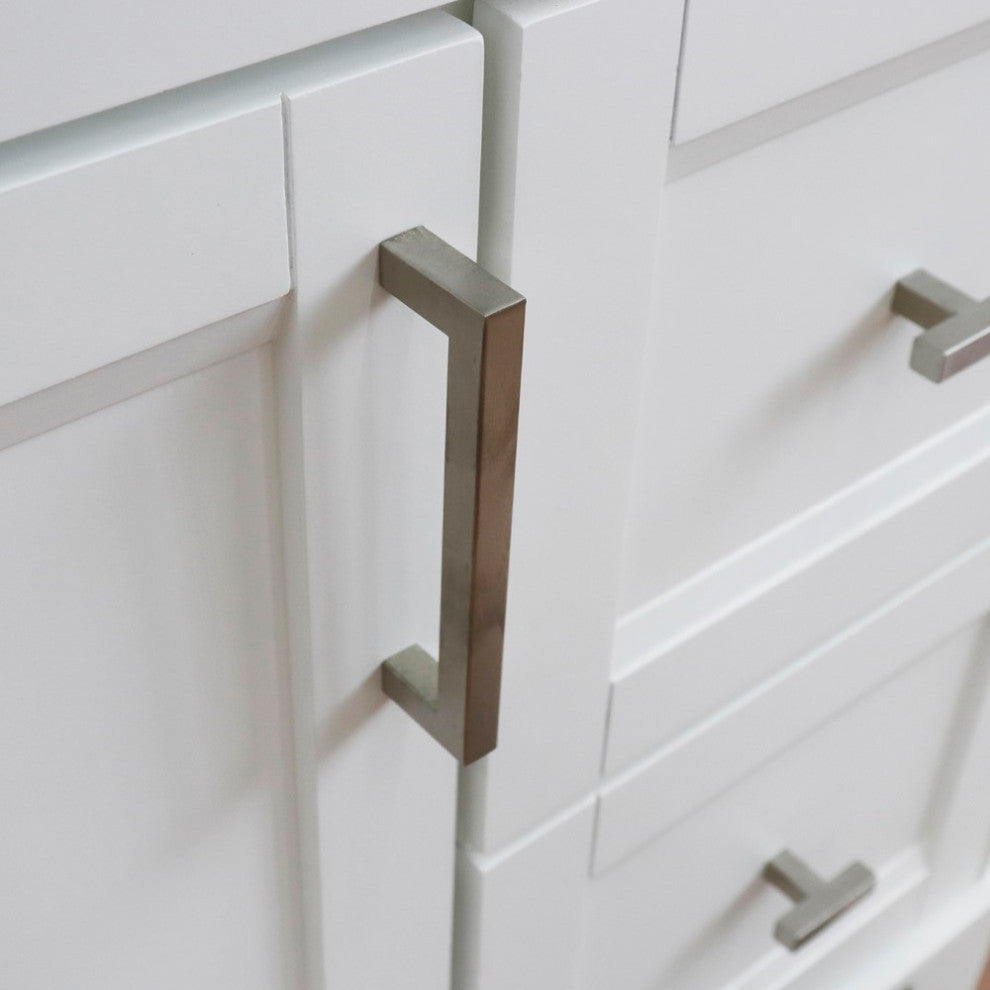 37" Single Sink Vanity, White Finish With Black Galaxy Granite