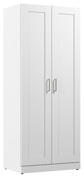 Hampton Heights 30W Tall Storage Cabinet with Doors in White - Engineered Wood